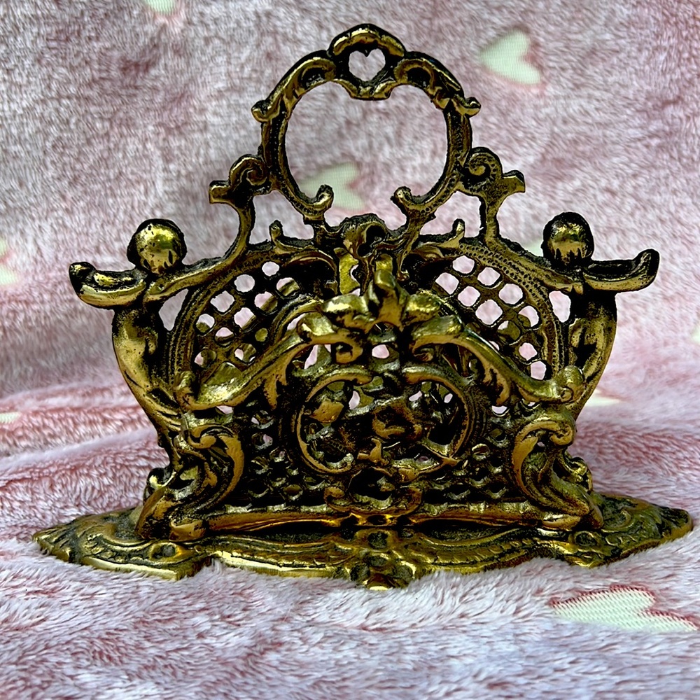 Cast brass mail holder made in Japan 🇯🇵 very ornate